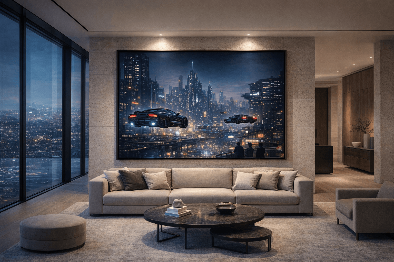 Neon Horizons: Flight Over Metropolis