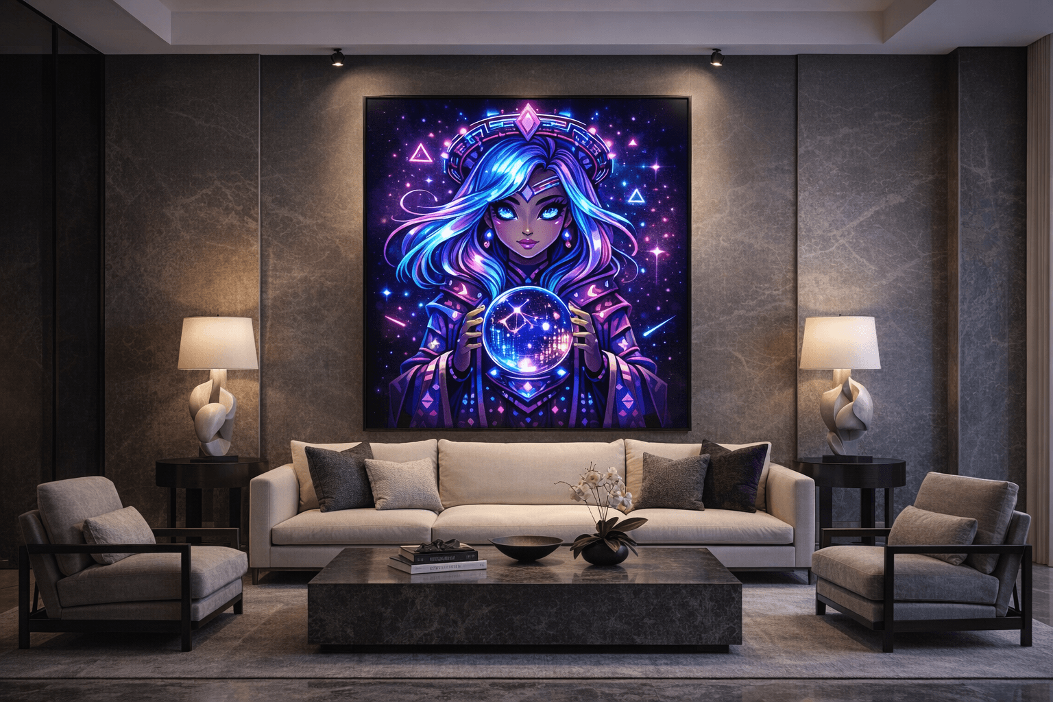 Neon Oracle of Cosmic Prophecy