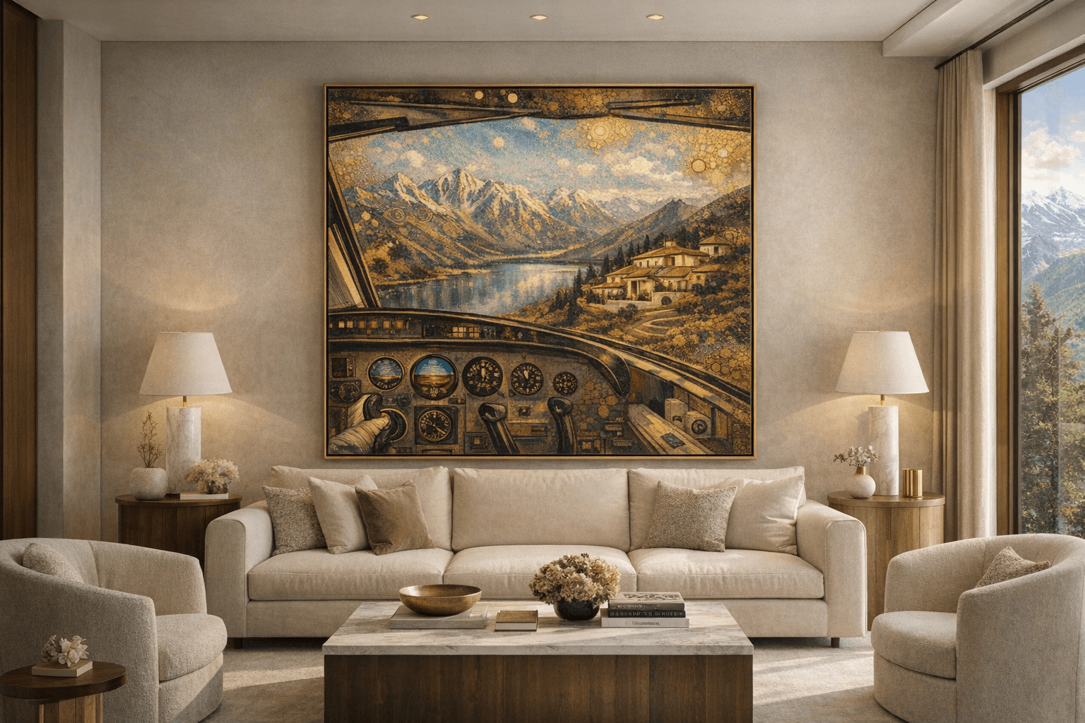 Golden Flight Over Alpine Serenity