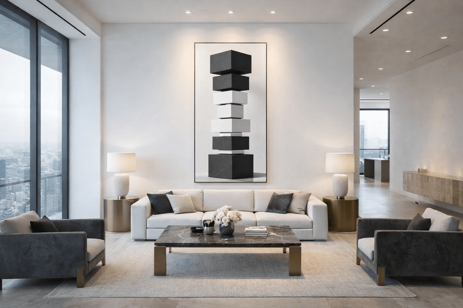 Vertical Chrome Black Sculpture