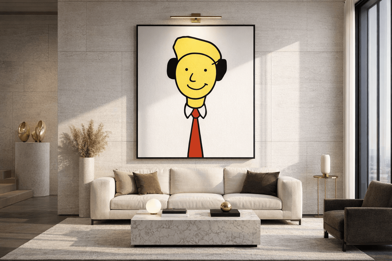 Yellow Portrait with Black Accents