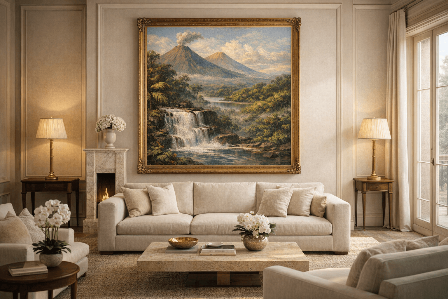 Volcanic Serenity with Waterfall